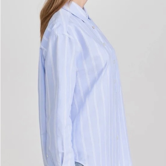 AYR Light Blue and White Striped Button-Down Shirt - Picture 4 of 8